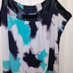 Simply Vera Vera Wang Teal, Navy & White Floral Mini Dress PTP 21"